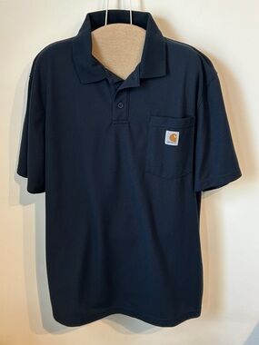 Carhartt Polo Shirt Mens Large Navy Pocket Short Sleeve Collared Original Fit